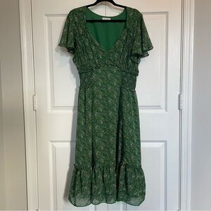 Max Studio Green Floral Midi Dress